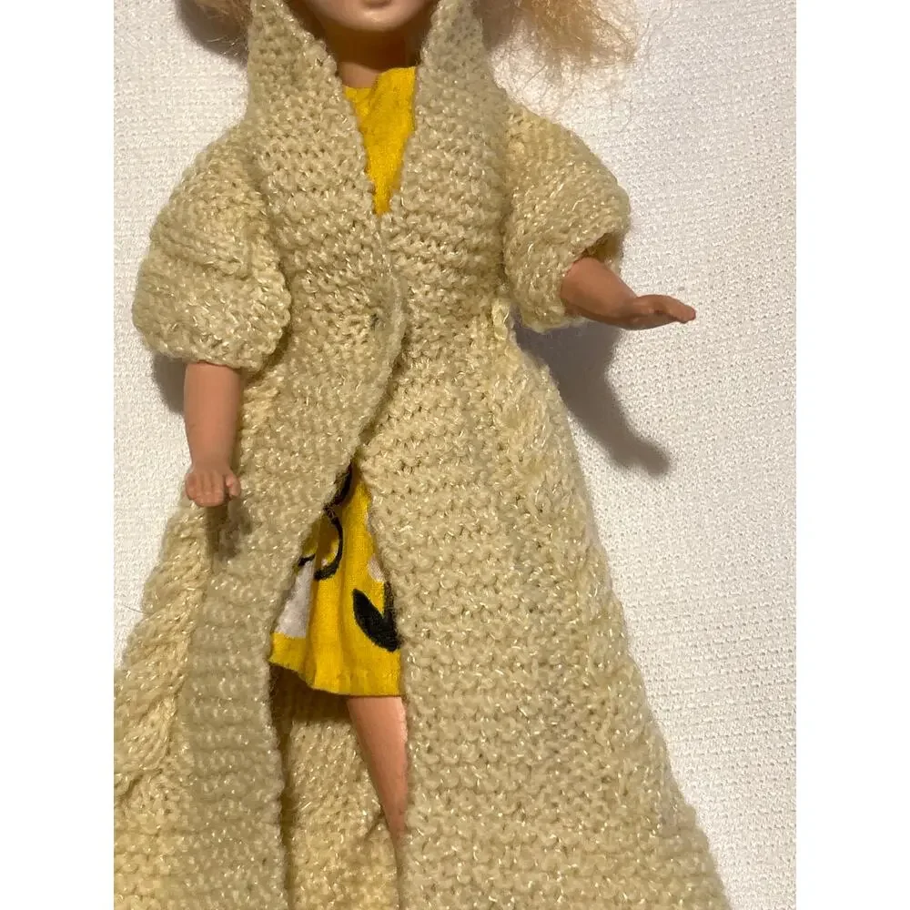 Vtg Doll Sweater Yellow Crochet Fits Tressy 12’, Fashion Dolls Clothes Homemade
